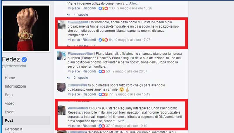 Gli strani commenti apparsi sui post di Fedez e Chiara Ferragni