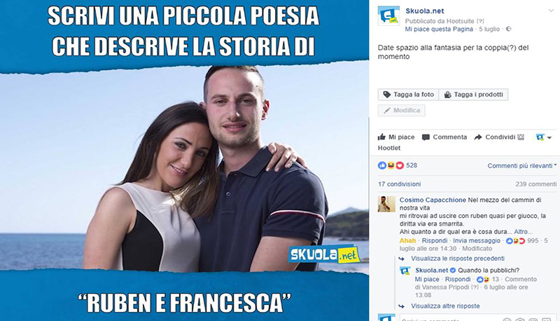 Se Ruben e Francesca fossero sempre esistiti: i post più divertenti… in rima!