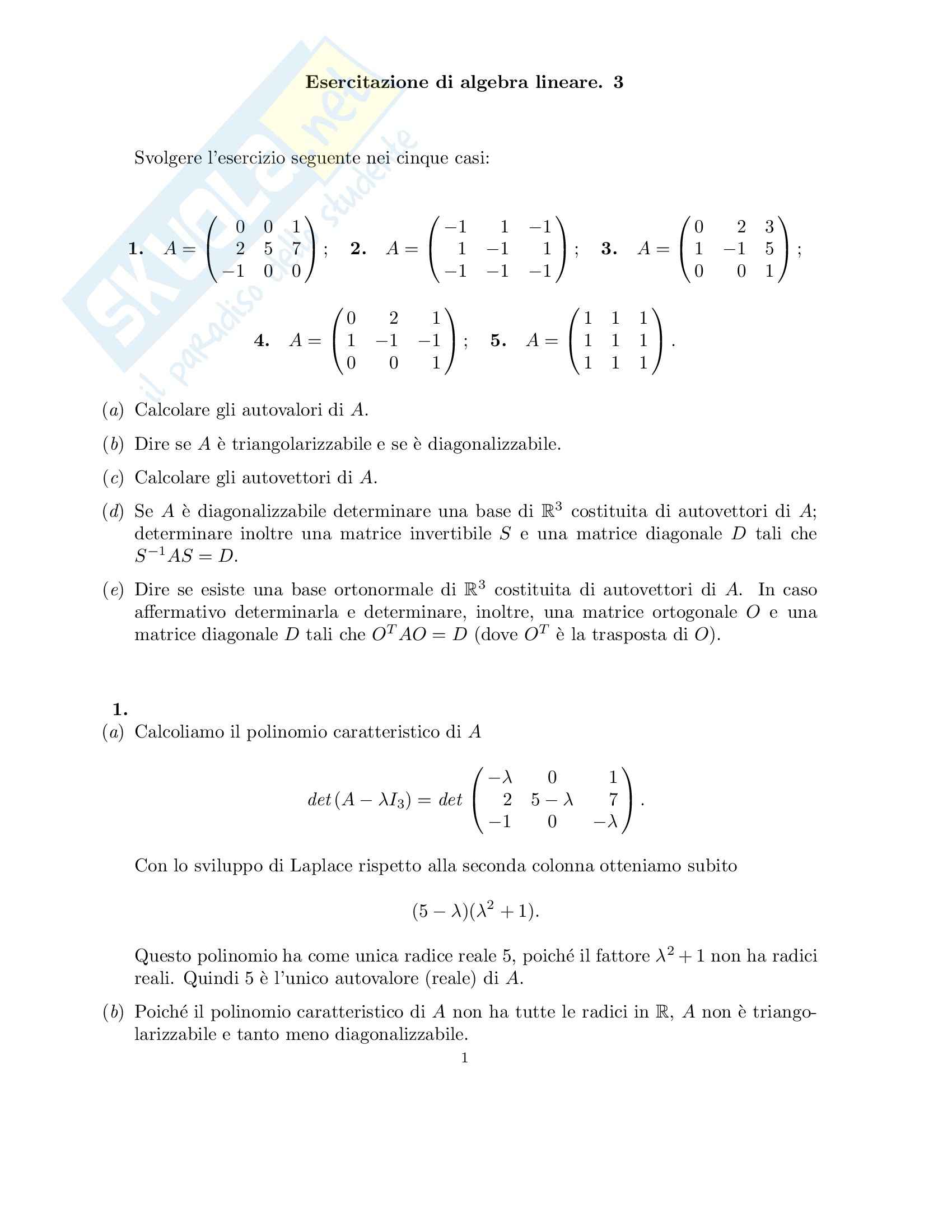 Come determinare gli autovettori