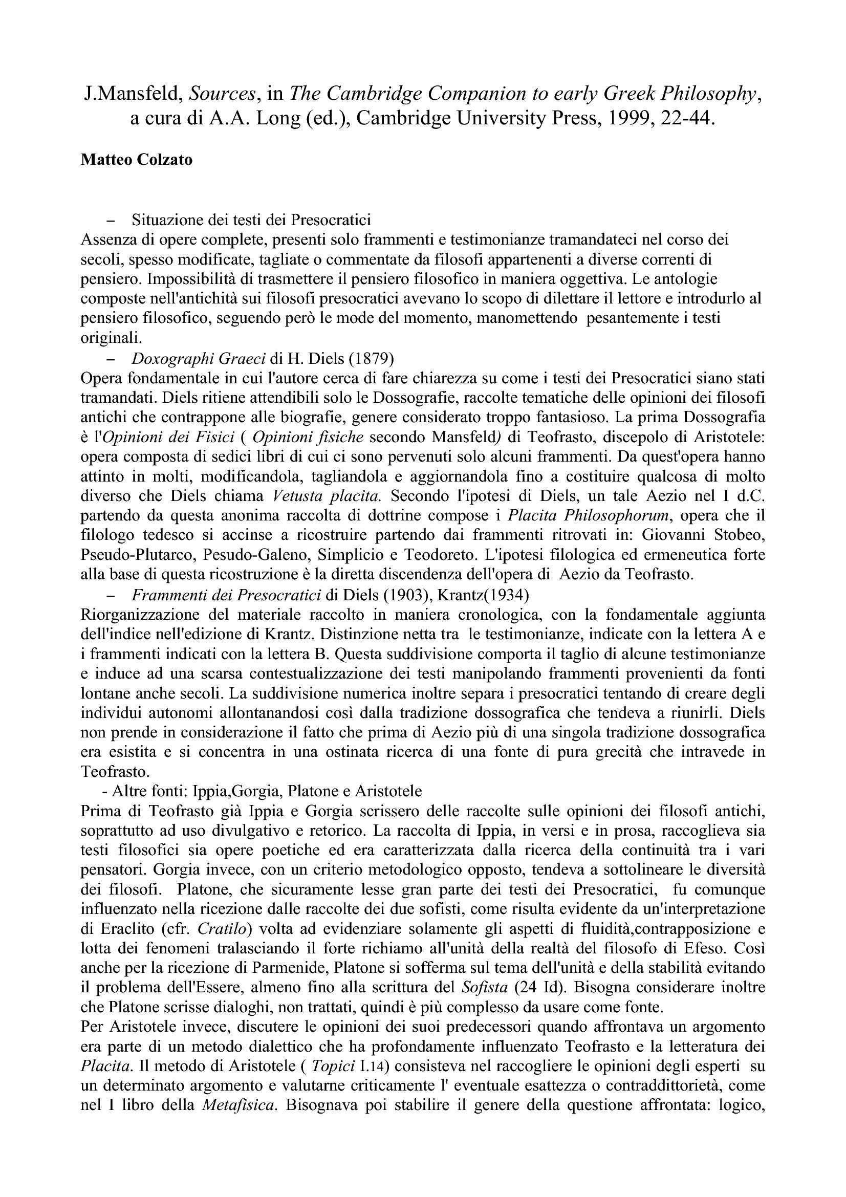 scuole presocratiche