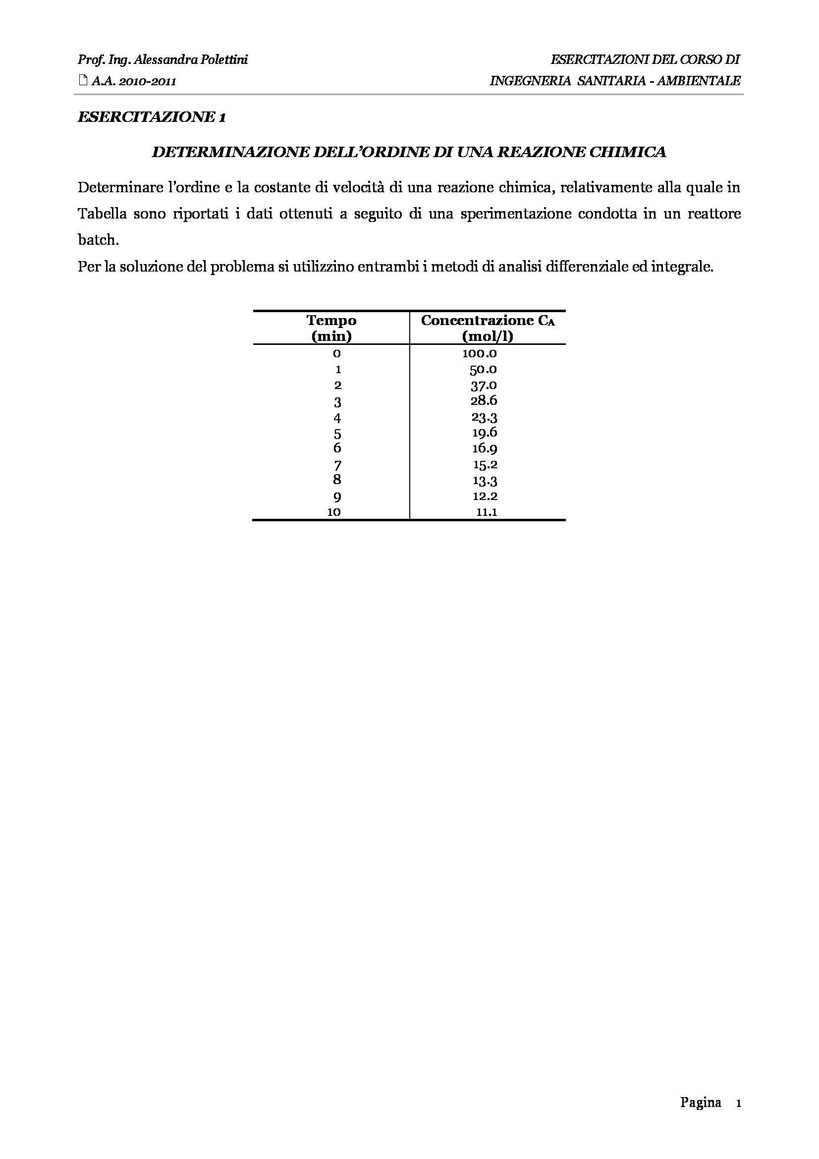 Corso ingegneria sanitaria ambientale