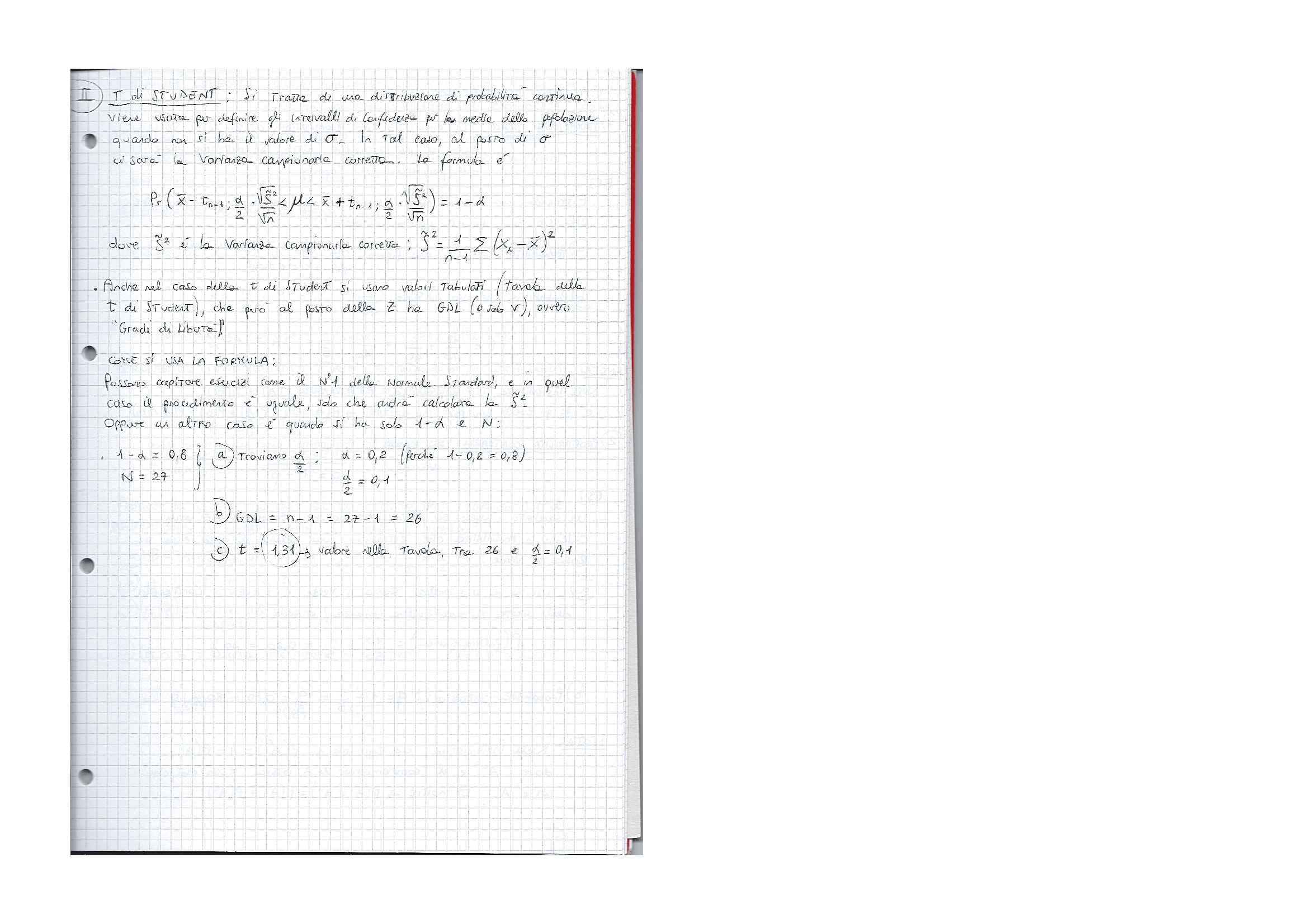 Come calcolare t di student