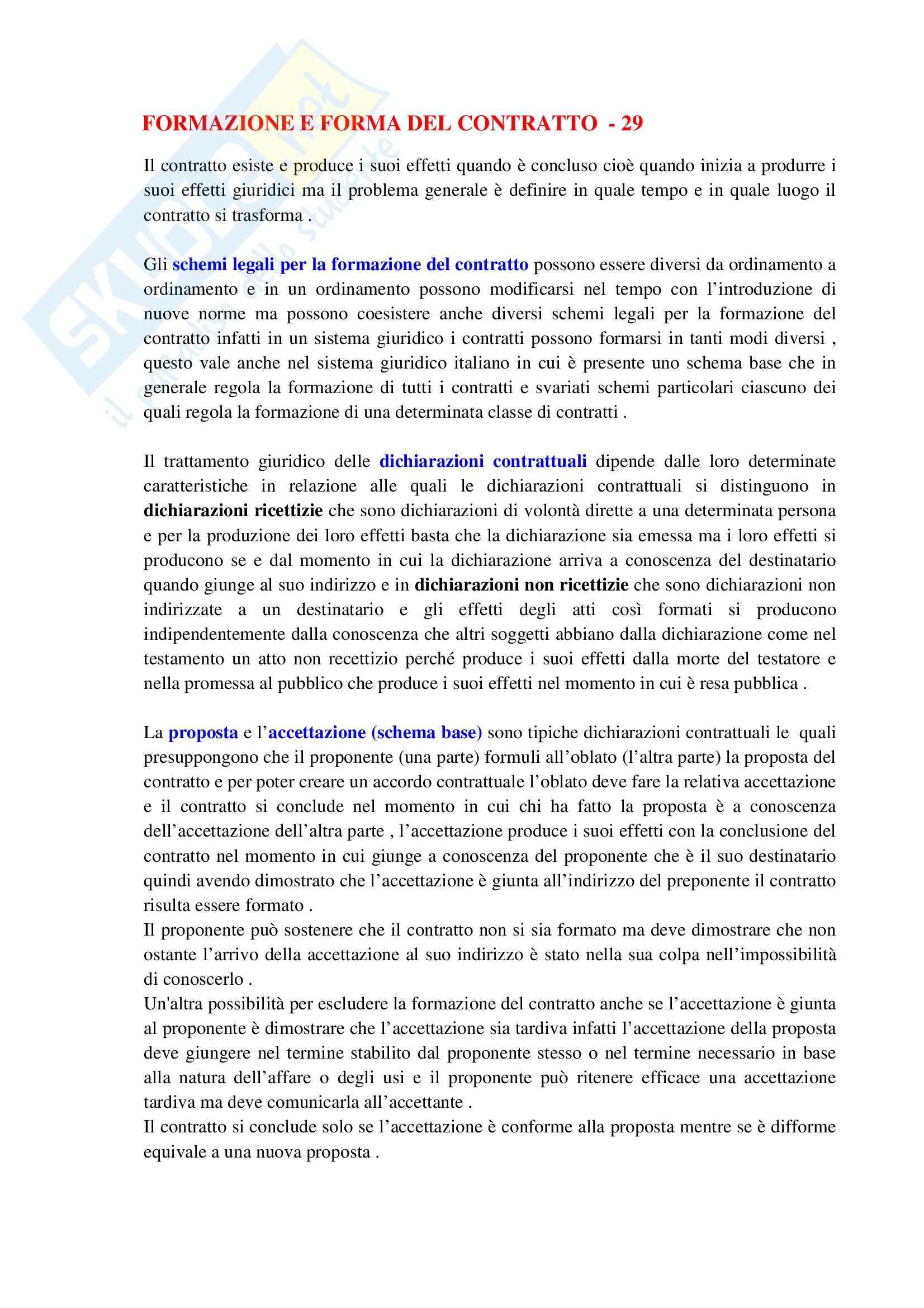 Schema formazione del contratto