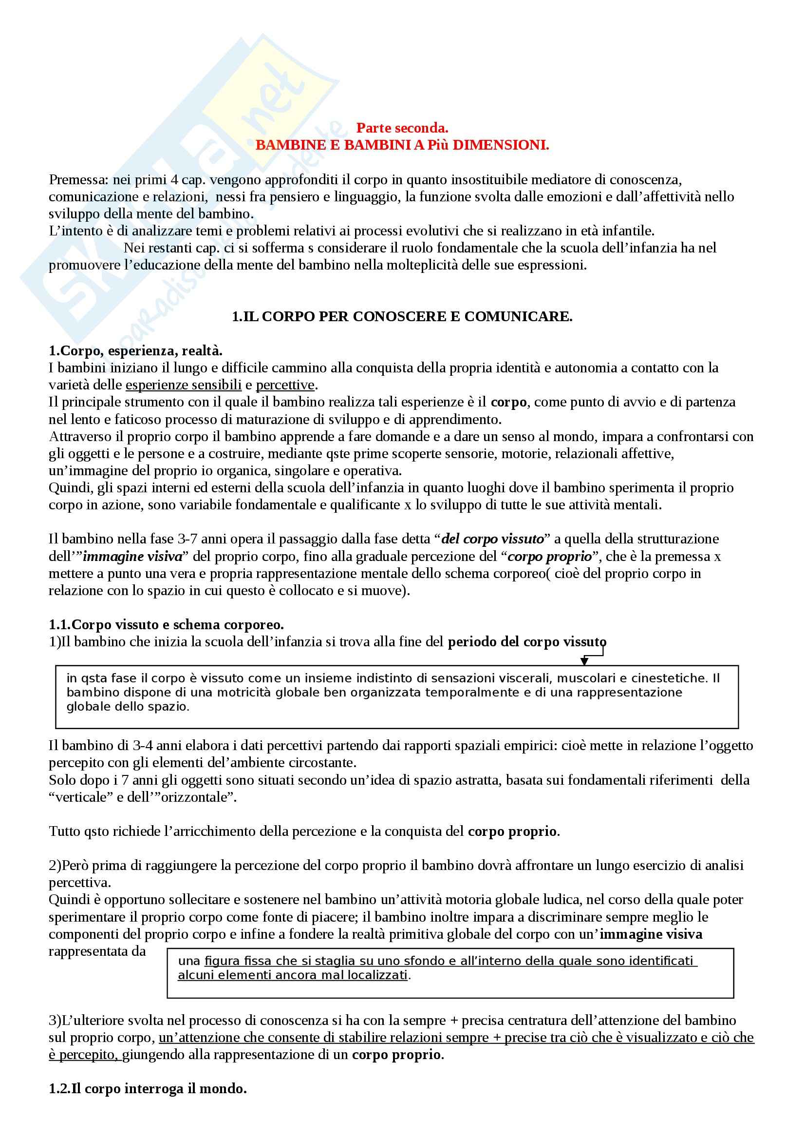 Schema corporeo riassunto