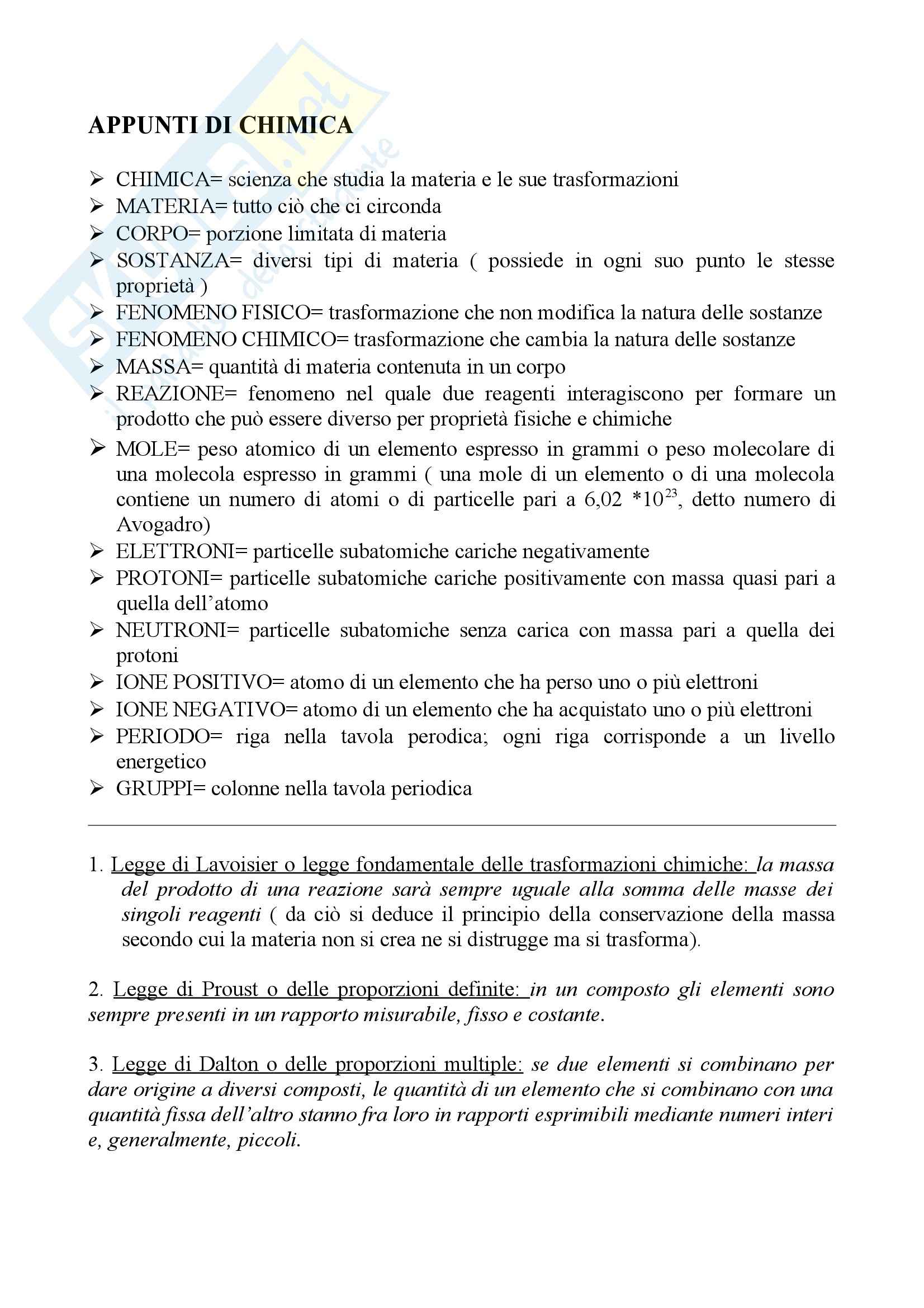 Schema di chimica generale