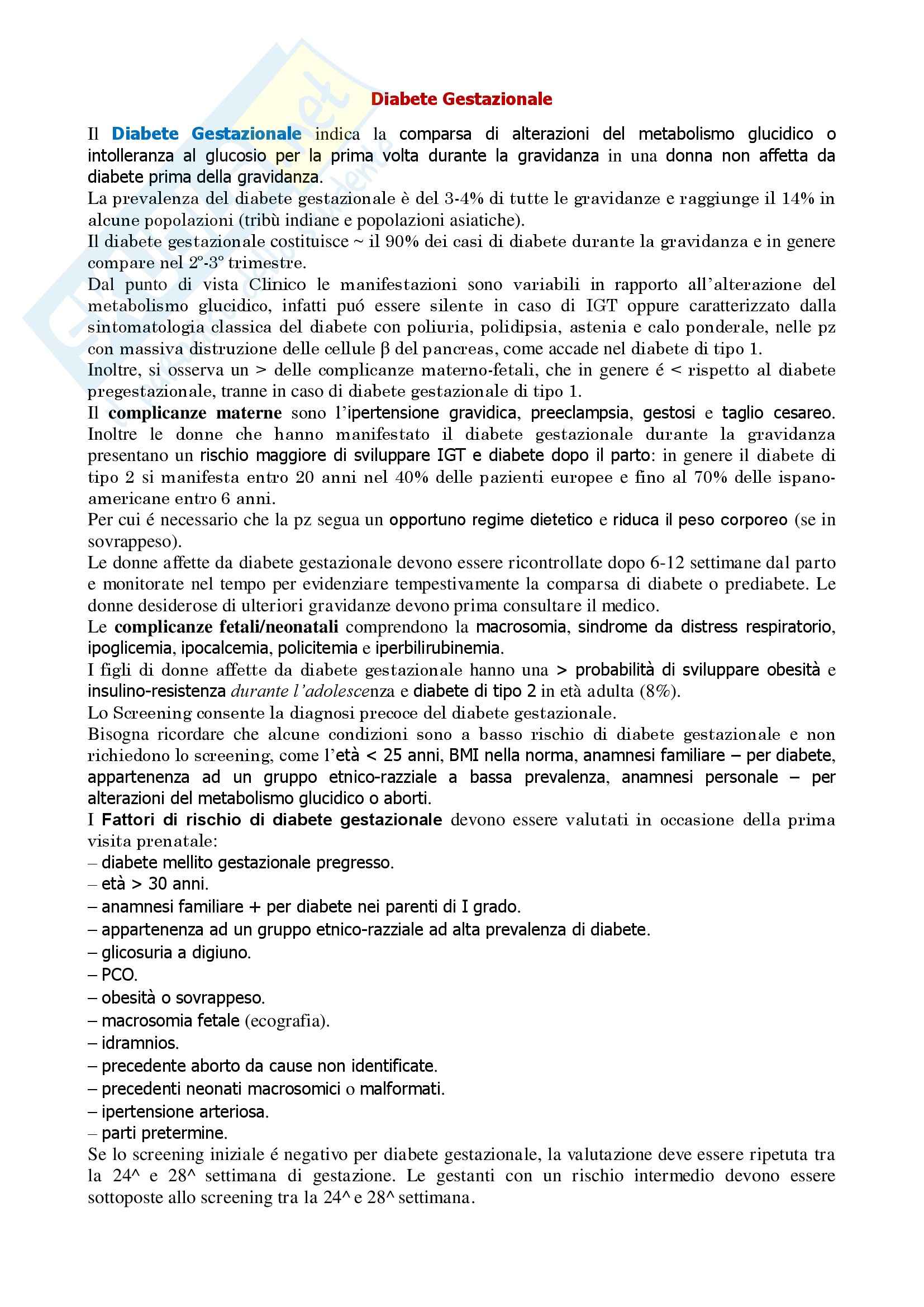 Schema dietetico diabete gestazionale