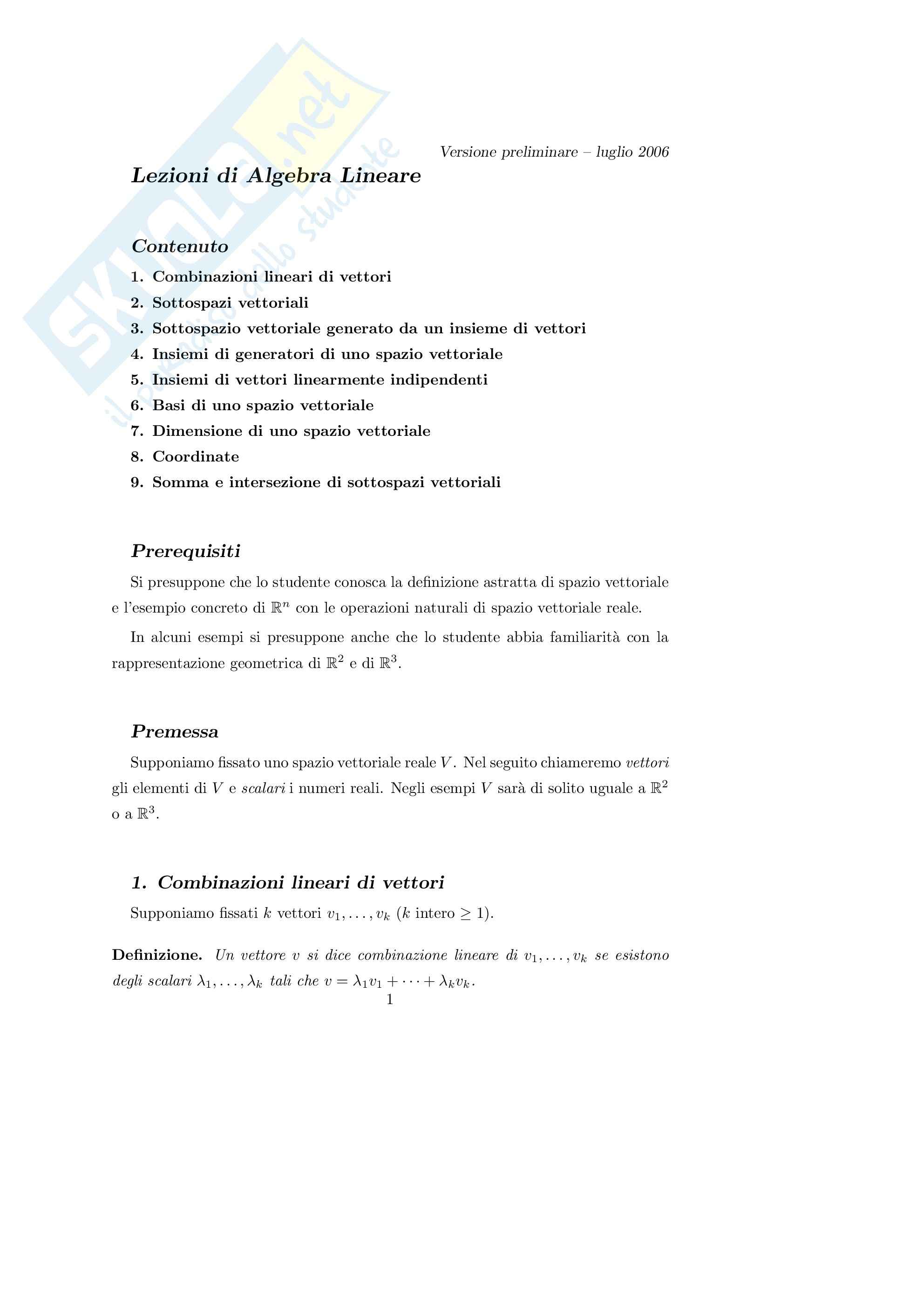 Schema algebra lineare