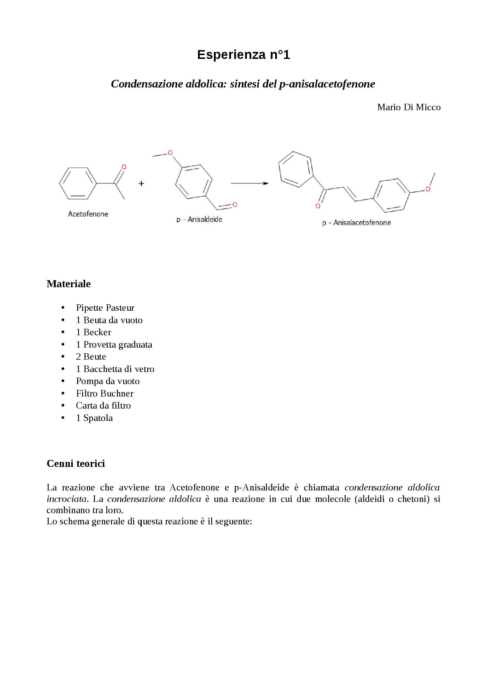 Schema relazione chimica laboratorio