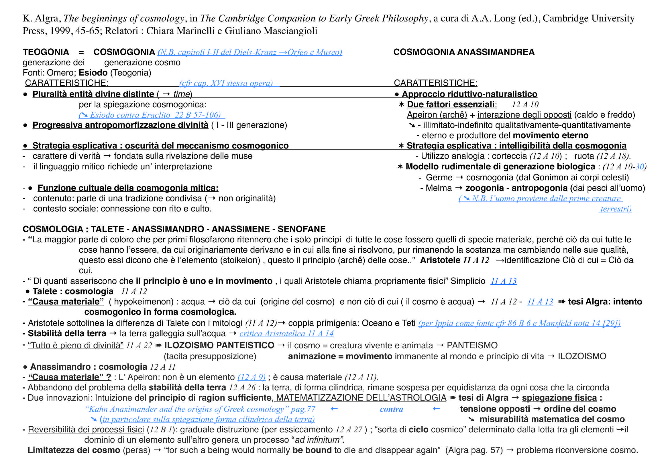 Schema scuole presocratiche