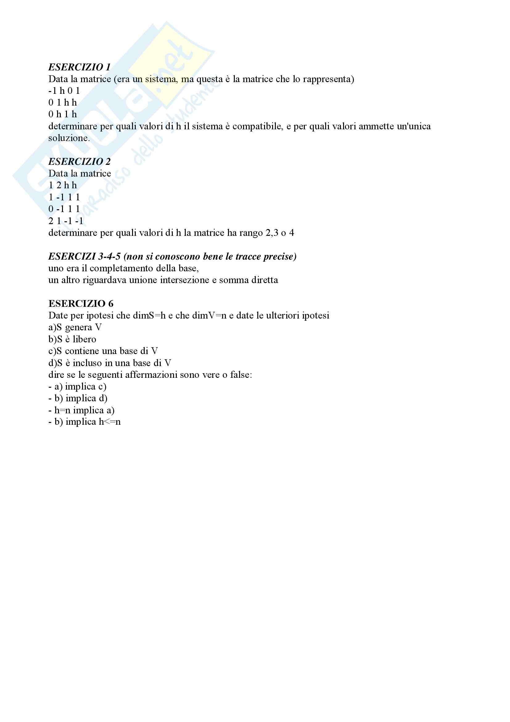 Come determinare rango matrice