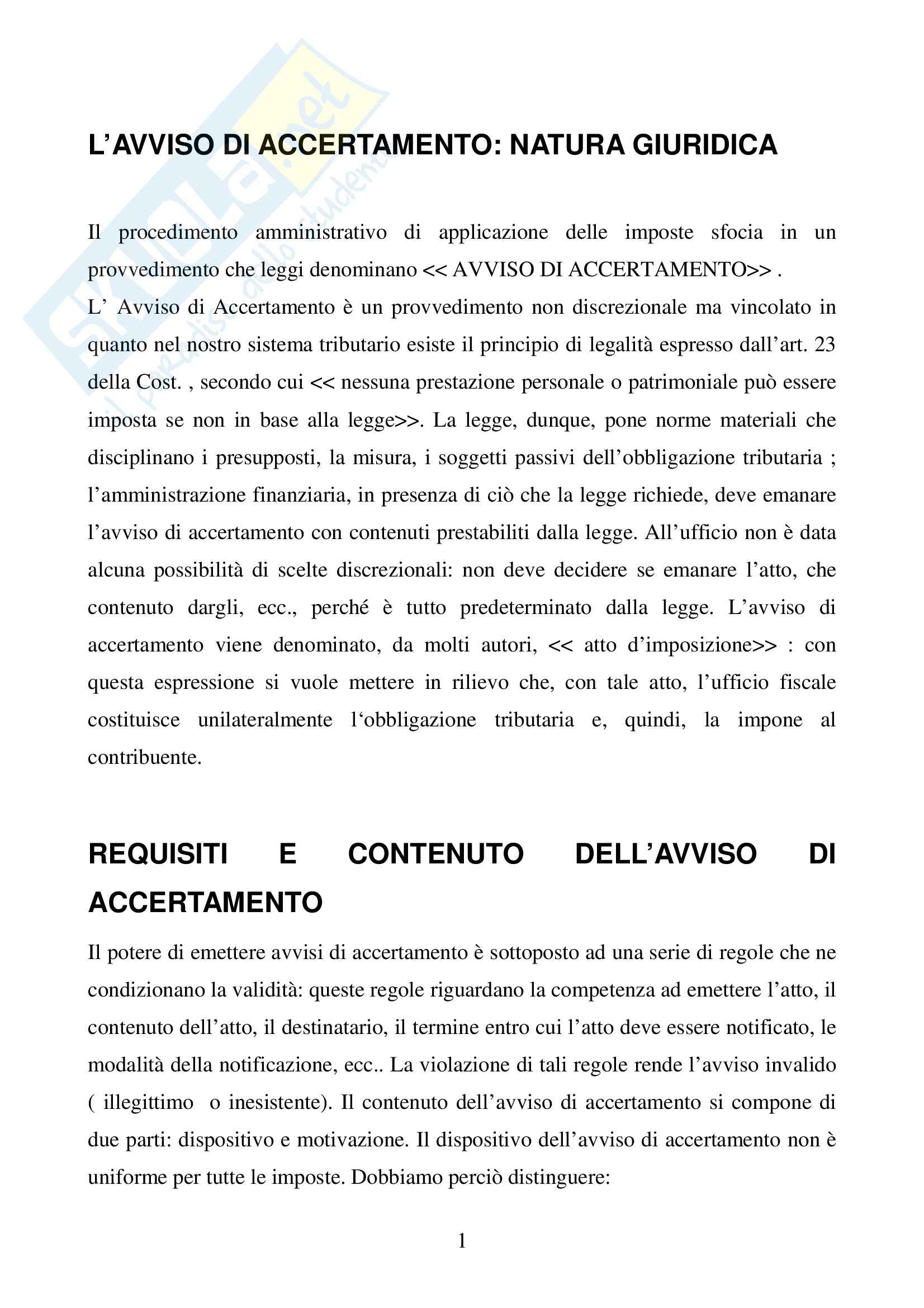 Schema accertamento fiscale