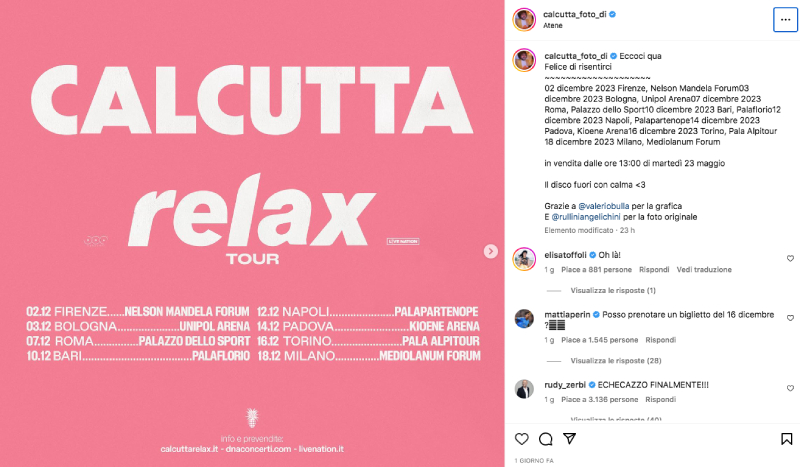 Il ritorno di Calcutta dopo quattro anni di silenzio: l’annuncio del Relax Tour