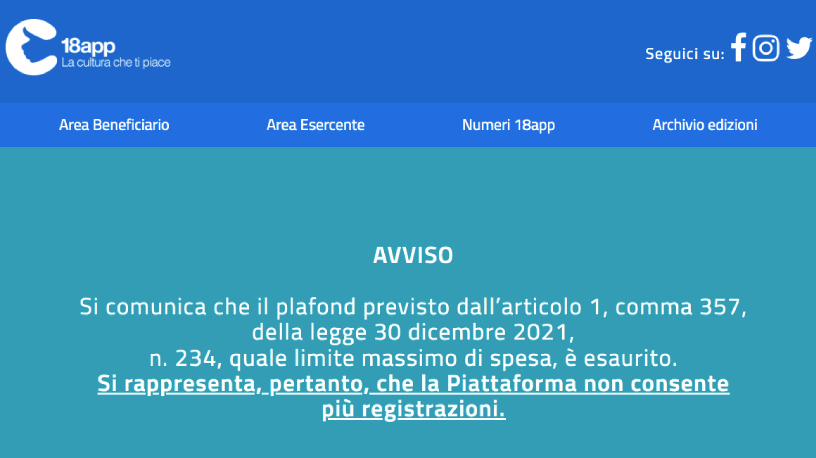 18App, finiscono prima del tempo i fondi del Bonus Cultura per i 2004