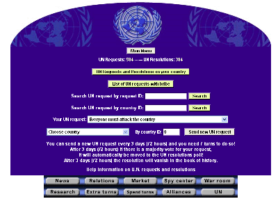 Interfaccia di ricerca per richieste e risoluzioni dell'ONU, con opzioni per esplorare per paese e ID richiesta.