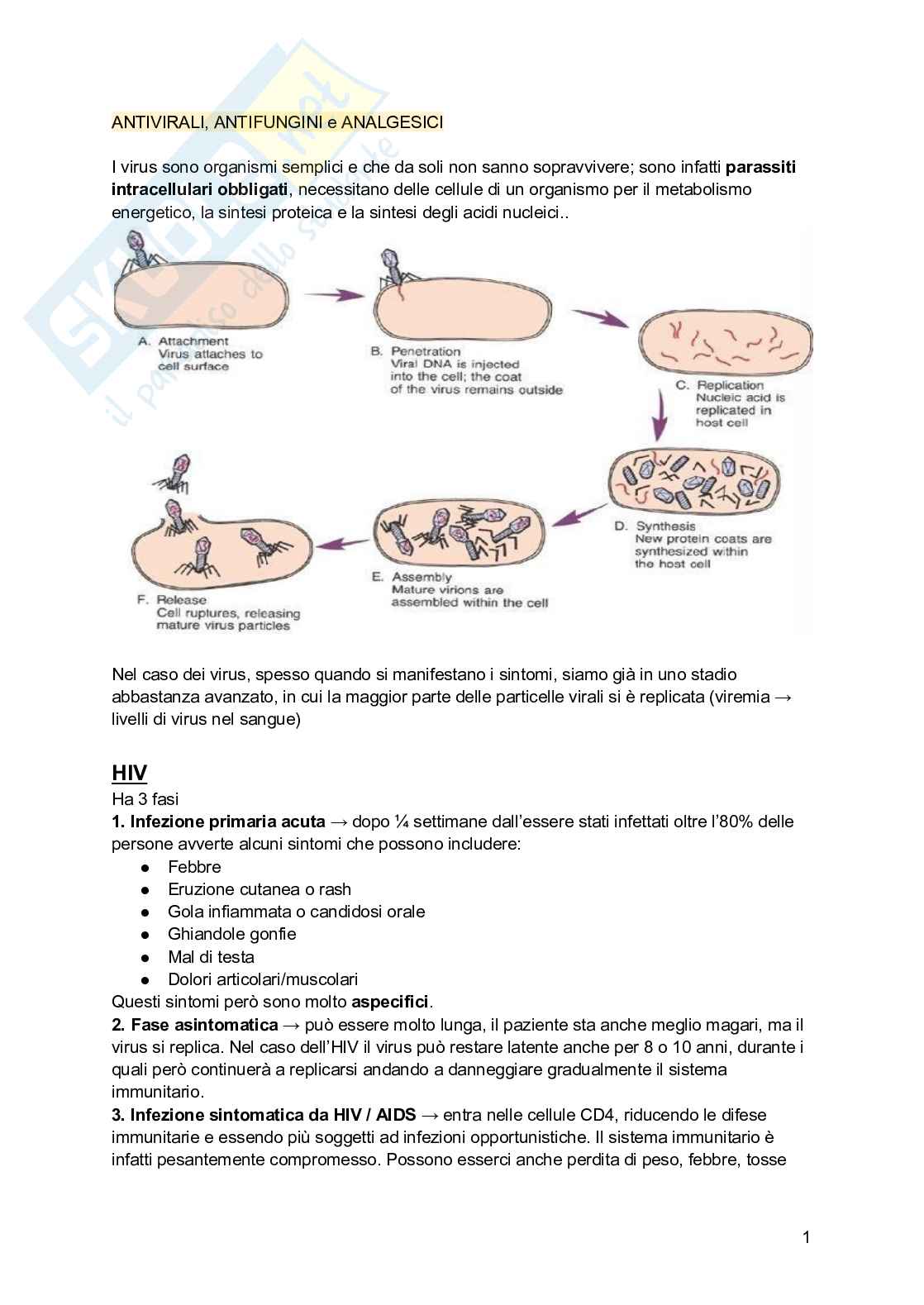 Farmaci antivirali, antifungini e analgesici Pag. 1