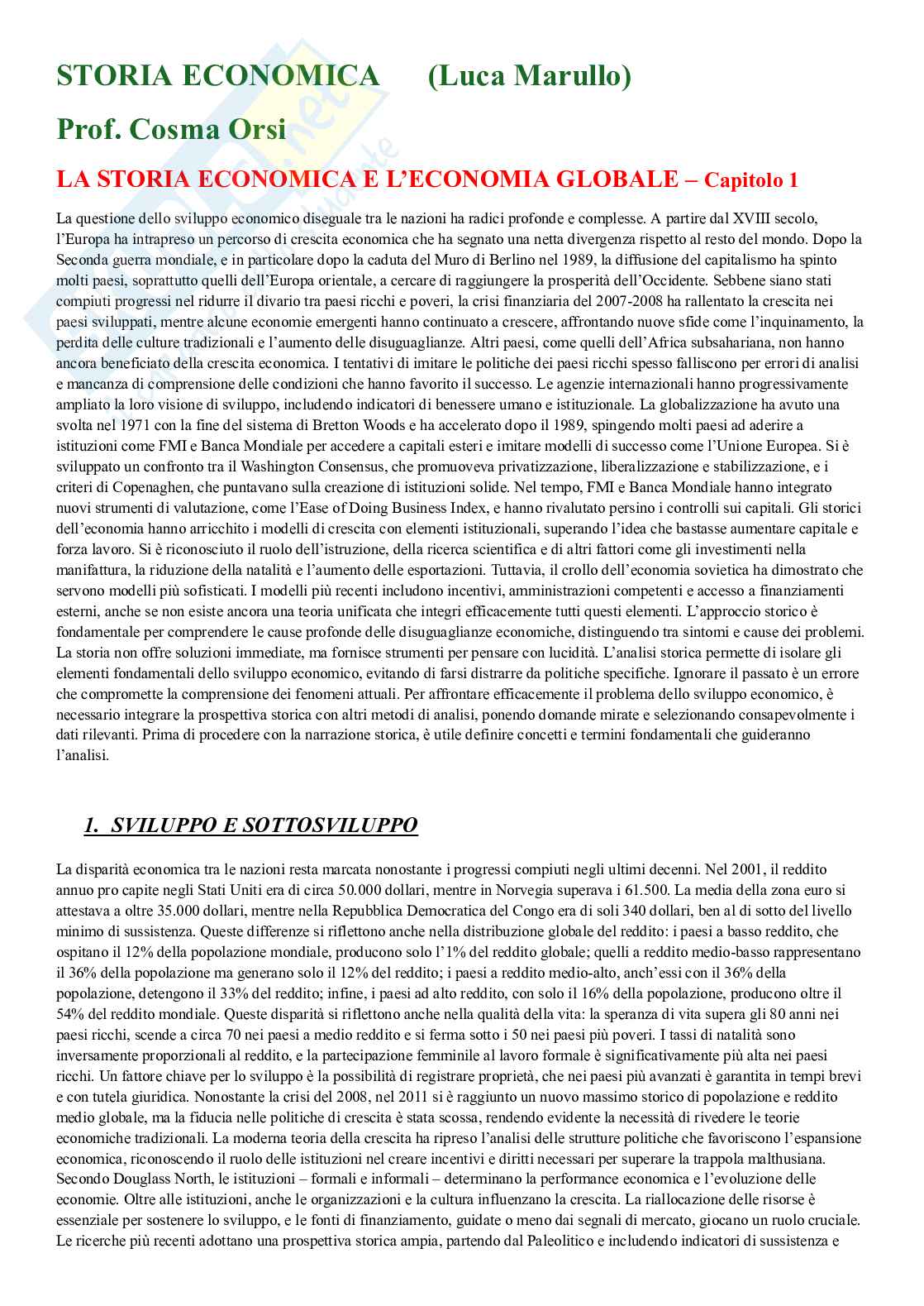 Riassunto esame Storia economica, Prof. Orsi Cosma, libro consigliato Storia eonomica del mondo, Neal Pag. 1