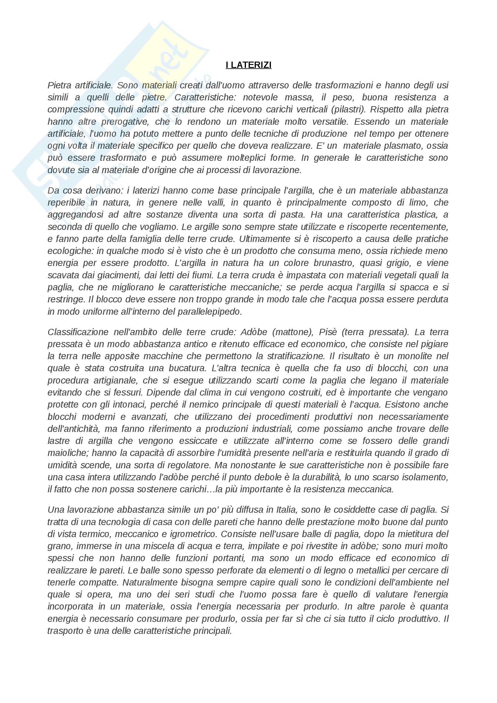 Laterizi, Materiali e elementi costruttivi Pag. 1