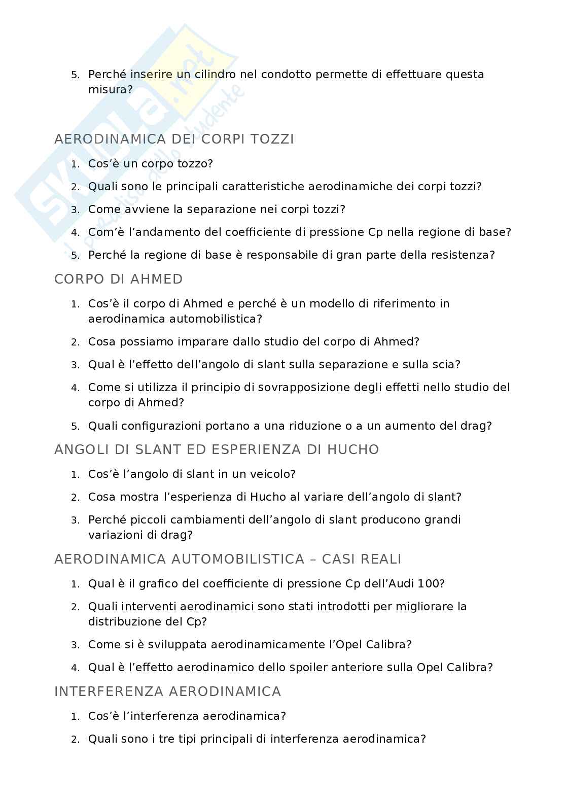 Domande orale Aerodinamica e gestione termica del veicolo Pag. 11