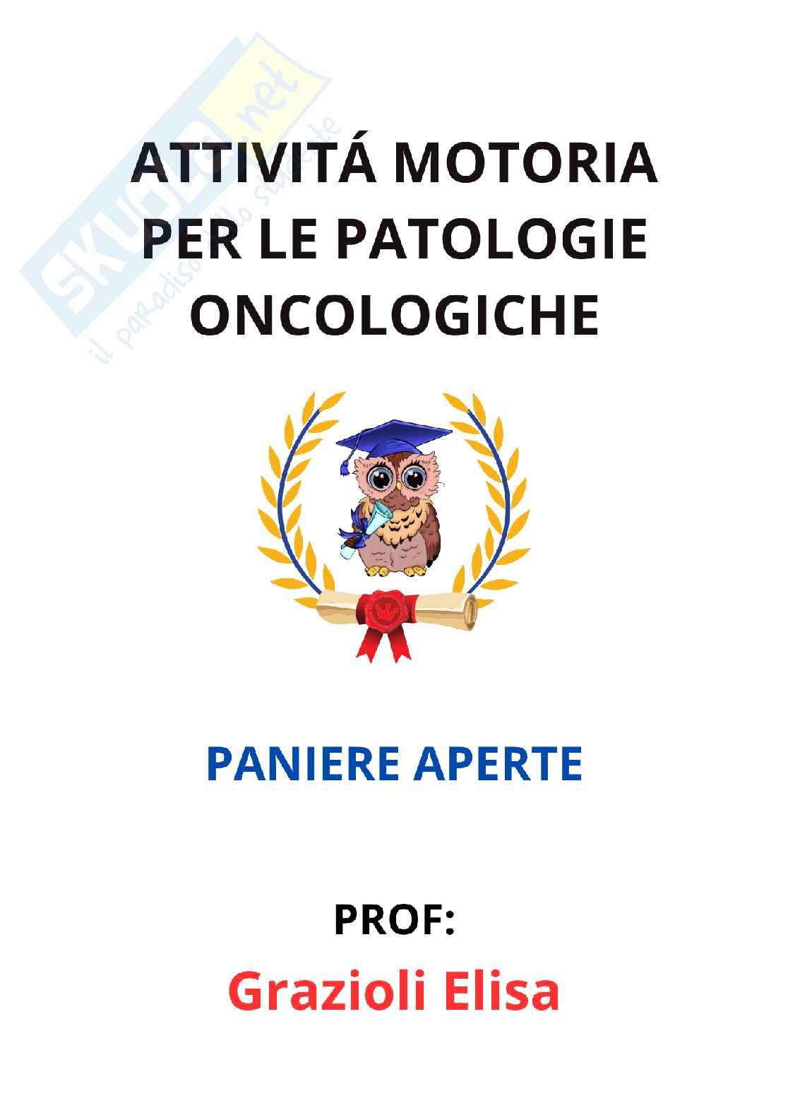 Paniere Attività motoria per le patologie oncologiche - (2026) - Risposte aperte corrette  Pag. 1