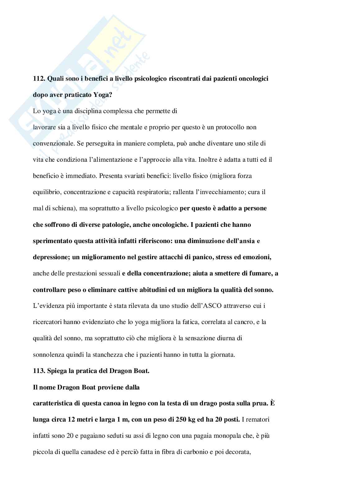 Paniere Attività motoria per le patologie oncologiche - (2026) - Risposte aperte corrette  Pag. 11