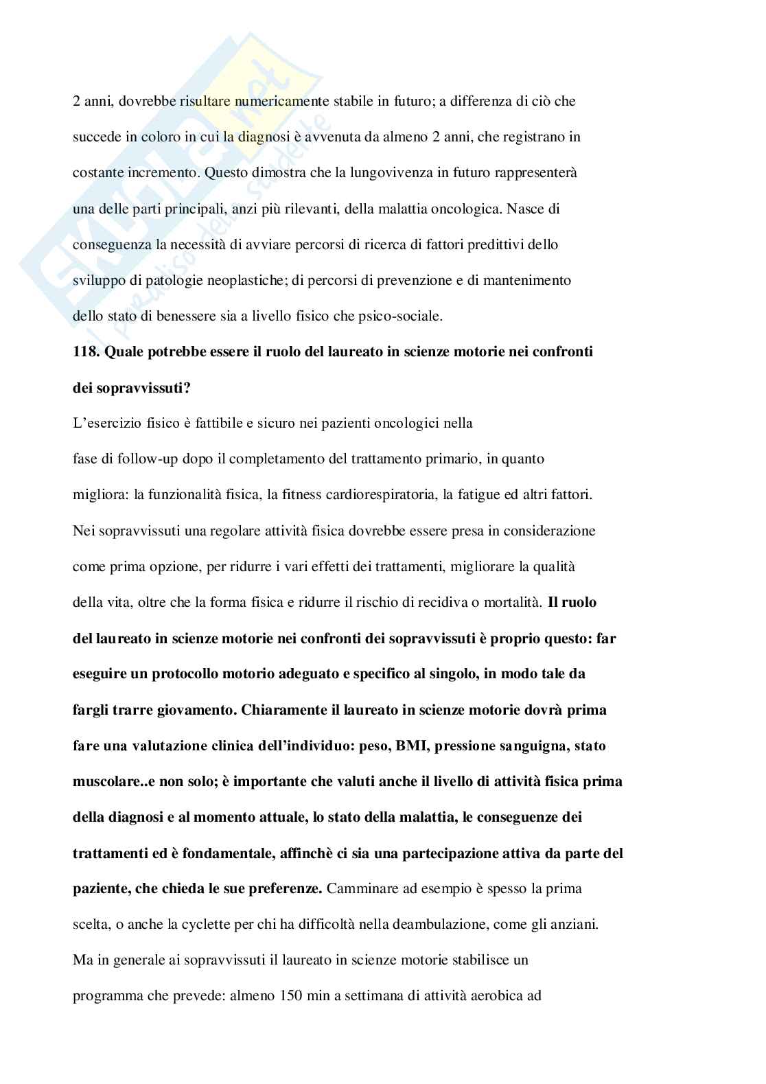 Paniere Attività motoria per le patologie oncologiche - (2026) - Risposte aperte corrette  Pag. 16