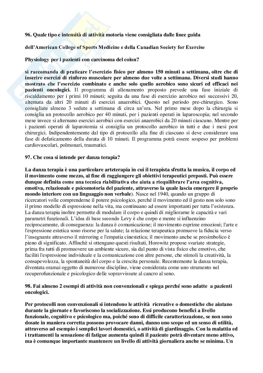 Paniere Attività motoria per le patologie oncologiche - (2026) - Risposte aperte corrette  Pag. 2