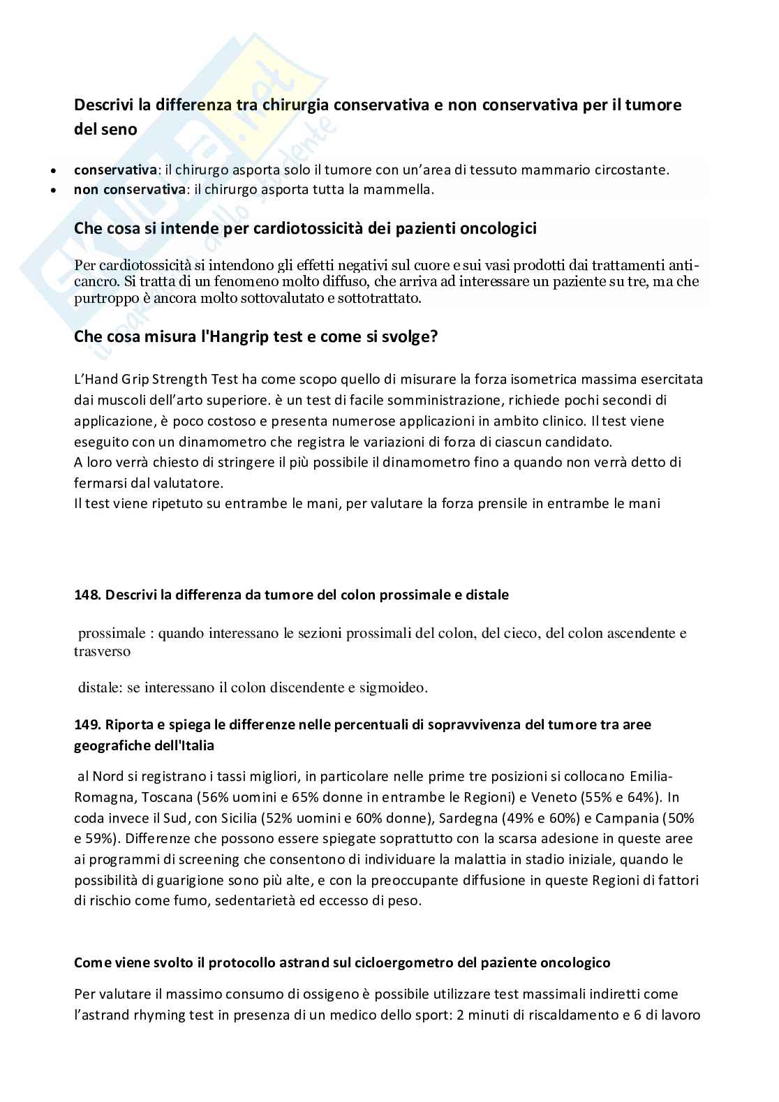 Paniere Attività motoria per le patologie oncologiche - (2026) - Risposte aperte corrette  Pag. 36