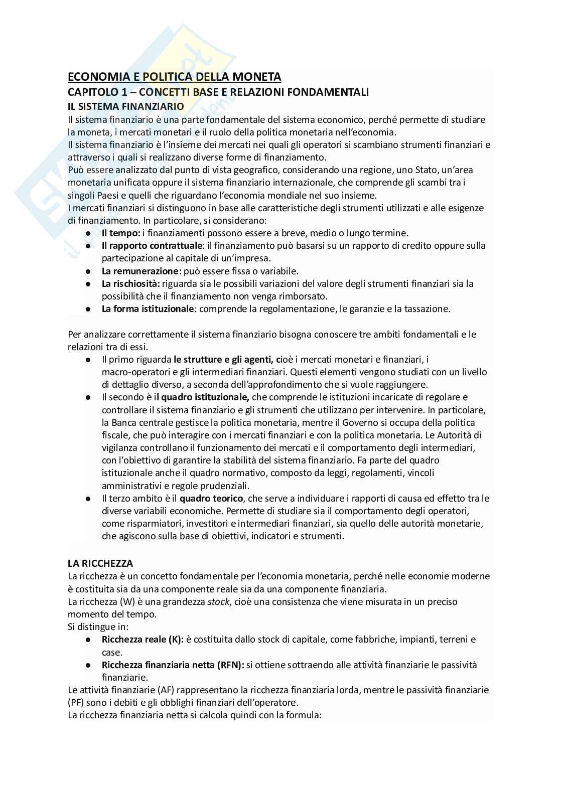 Appunti di Economia monetaria Pag. 1