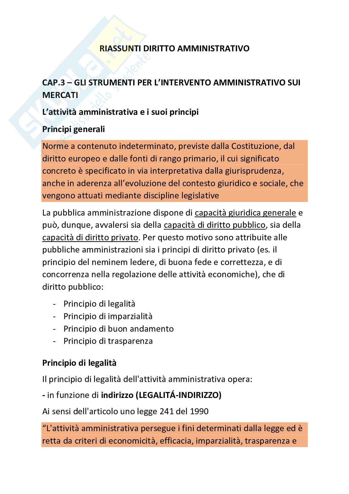Riassunti di diritto amministrativo Pag. 1