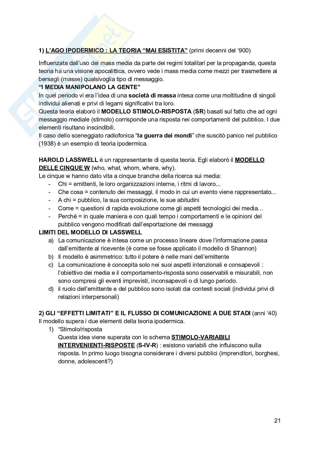 Sociologia della comunicazione Pag. 21