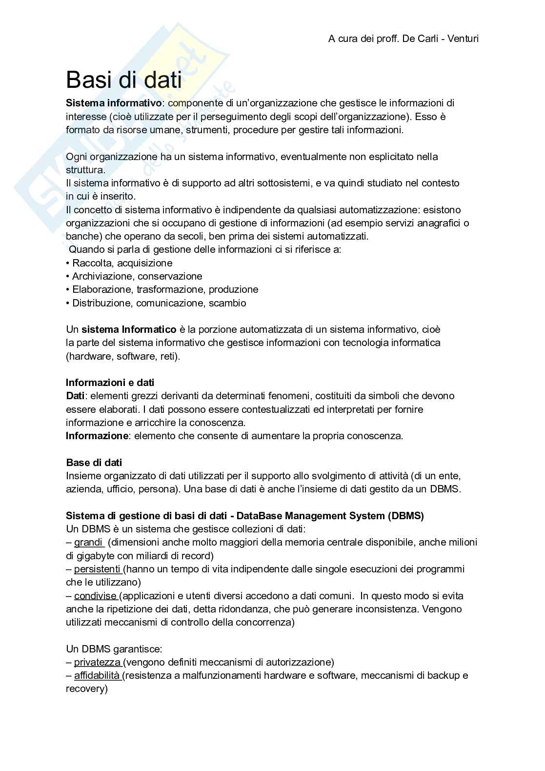 Intro BD e modello ER Pag. 1