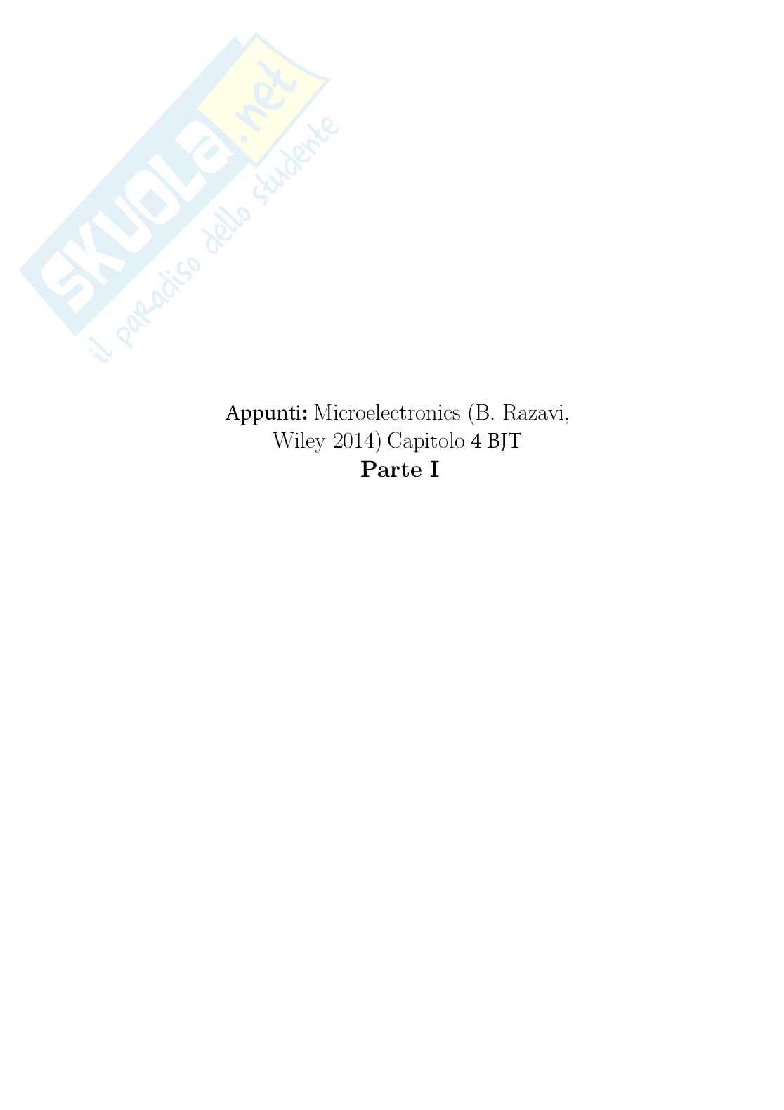Appunti Elettronica analogica sui BJT - Parte I Pag. 1