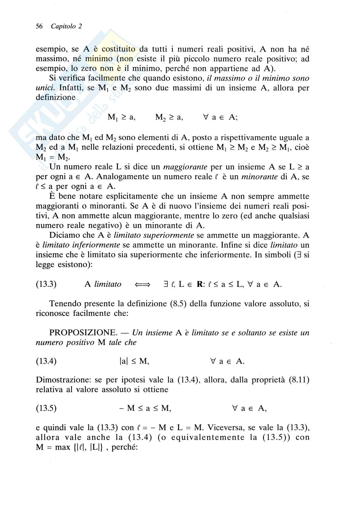 Riassunto esame Istituzioni di matematica, Prof. Bevilacqua Arturo, libro consigliato Analisi matematica uno, Marcellini Pag. 2
