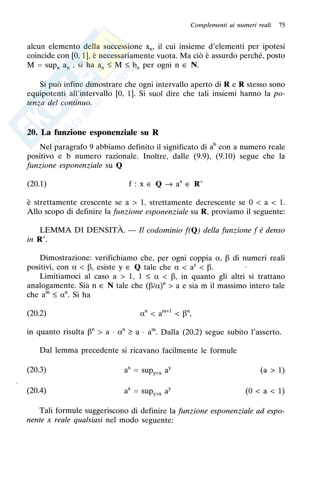 Riassunto esame Istituzioni di matematica, Prof. Bevilacqua Arturo, libro consigliato Analisi matematica uno, Marcellini Pag. 21