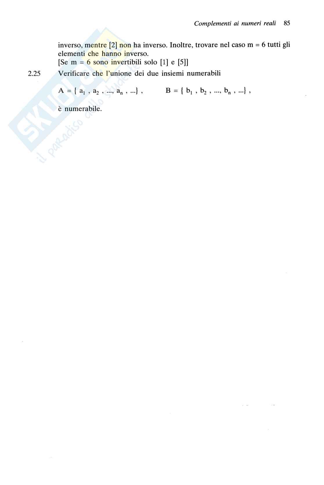 Riassunto esame Istituzioni di matematica, Prof. Bevilacqua Arturo, libro consigliato Analisi matematica uno, Marcellini Pag. 31