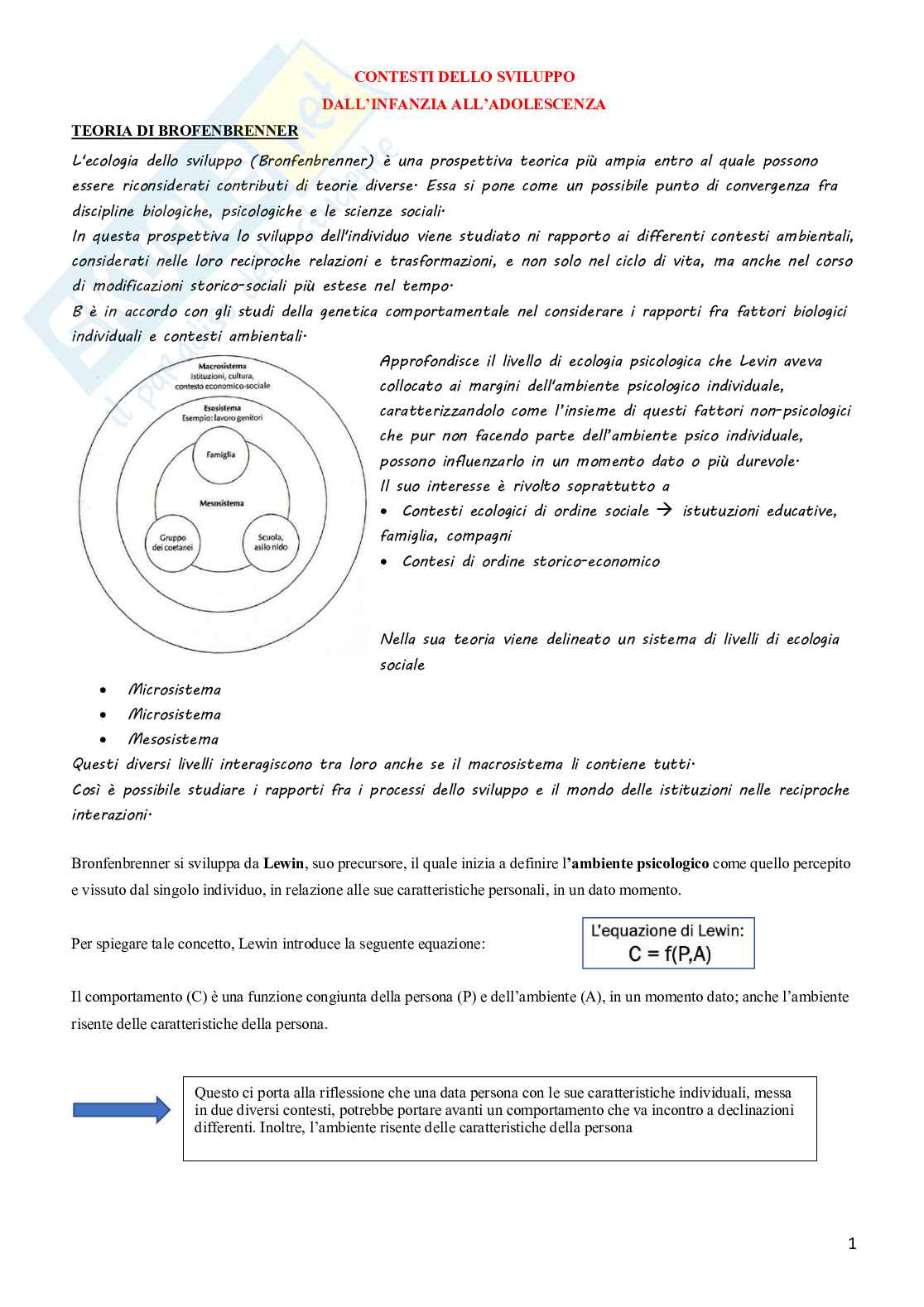Contesti dello sviluppo dall'infanzia all'adolescenza Pag. 1
