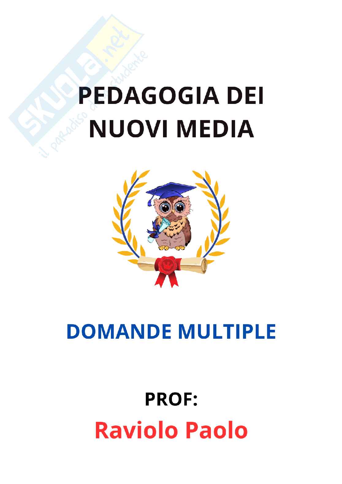 Paniere Pedagogia dei nuovi media - Risposte multiple - aggiornato (2026) Pag. 1
