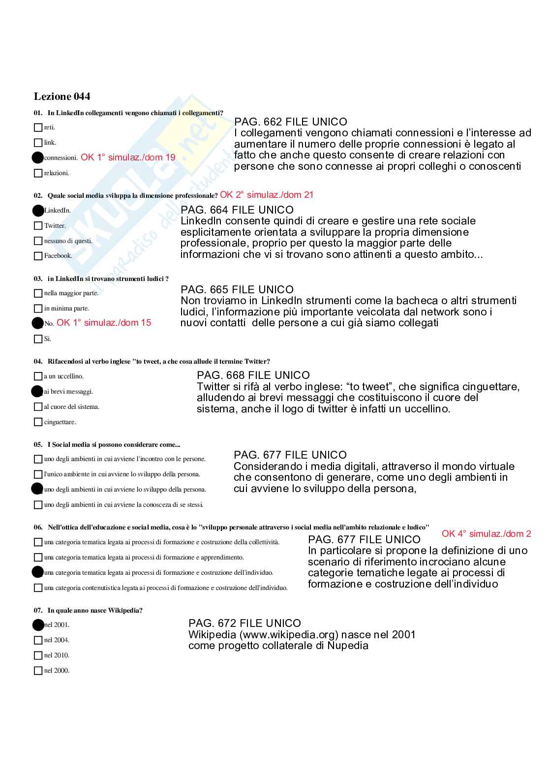 Paniere Pedagogia dei nuovi media - Risposte multiple - aggiornato (2026) Pag. 36