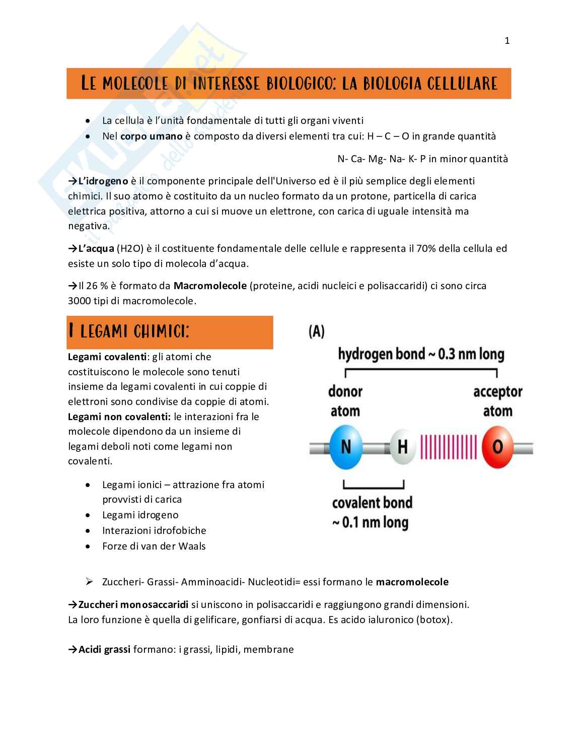 Biologia della cellula e Dna Pag. 1