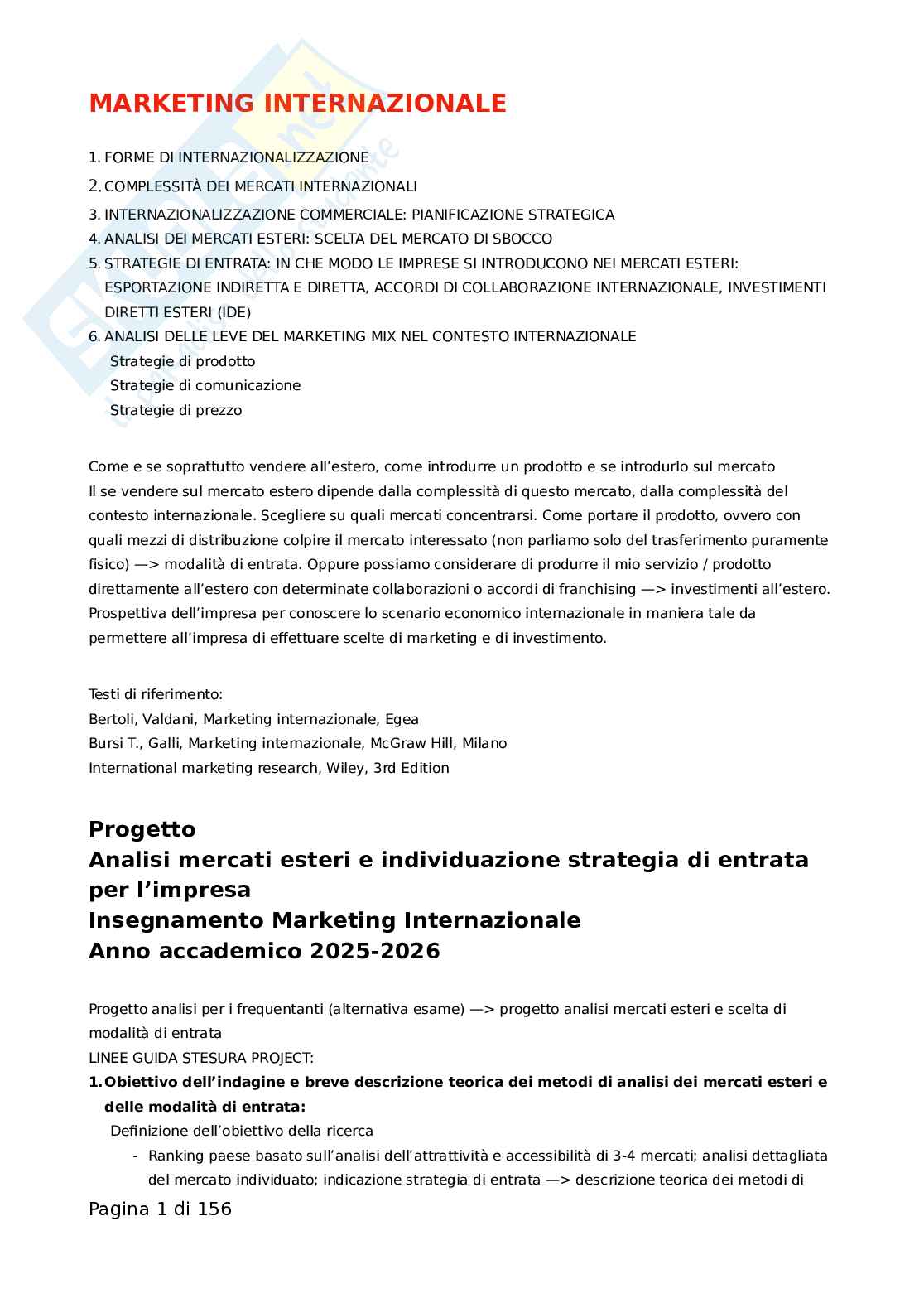 Marketing internazionale Pag. 1