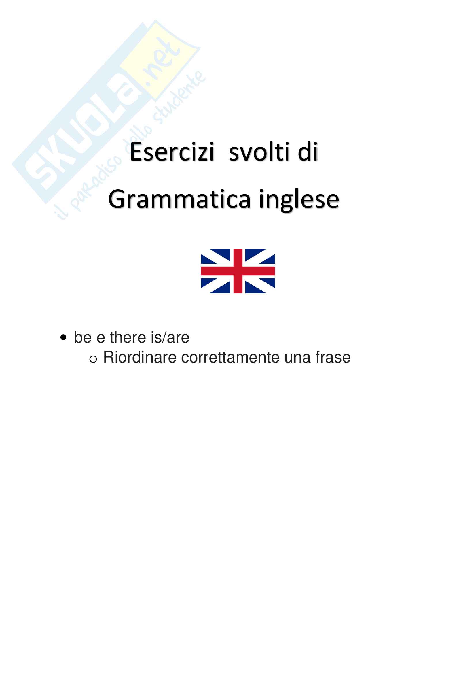 Esercizi Svolti Di Grammatica Inglese Be There Is Are