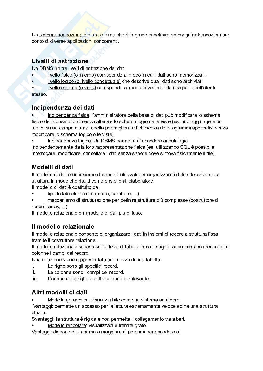 Appunti prima lezione di Sistemi informativi e basi di dati Pag. 2