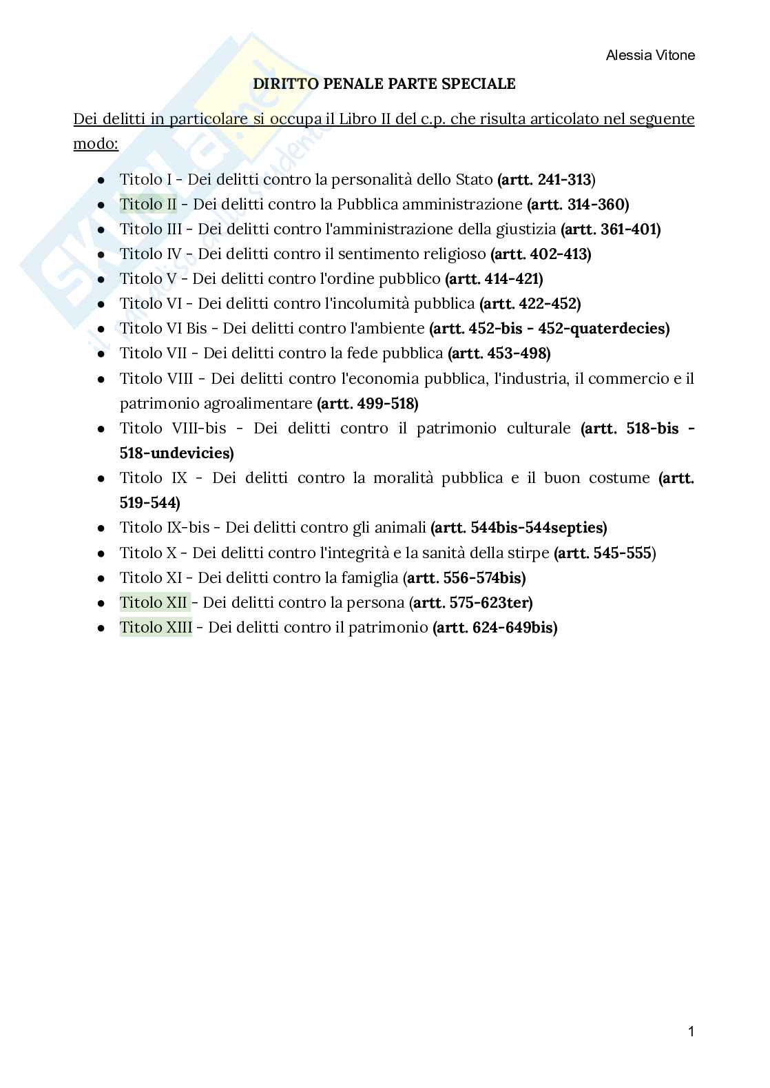 Riassunto esame Diritto , Prof. Seminara Sergio, libro consigliato Diritto penale, lineamenti di parte speciale, Bartoli, Pelissero, Seminara Pag. 2