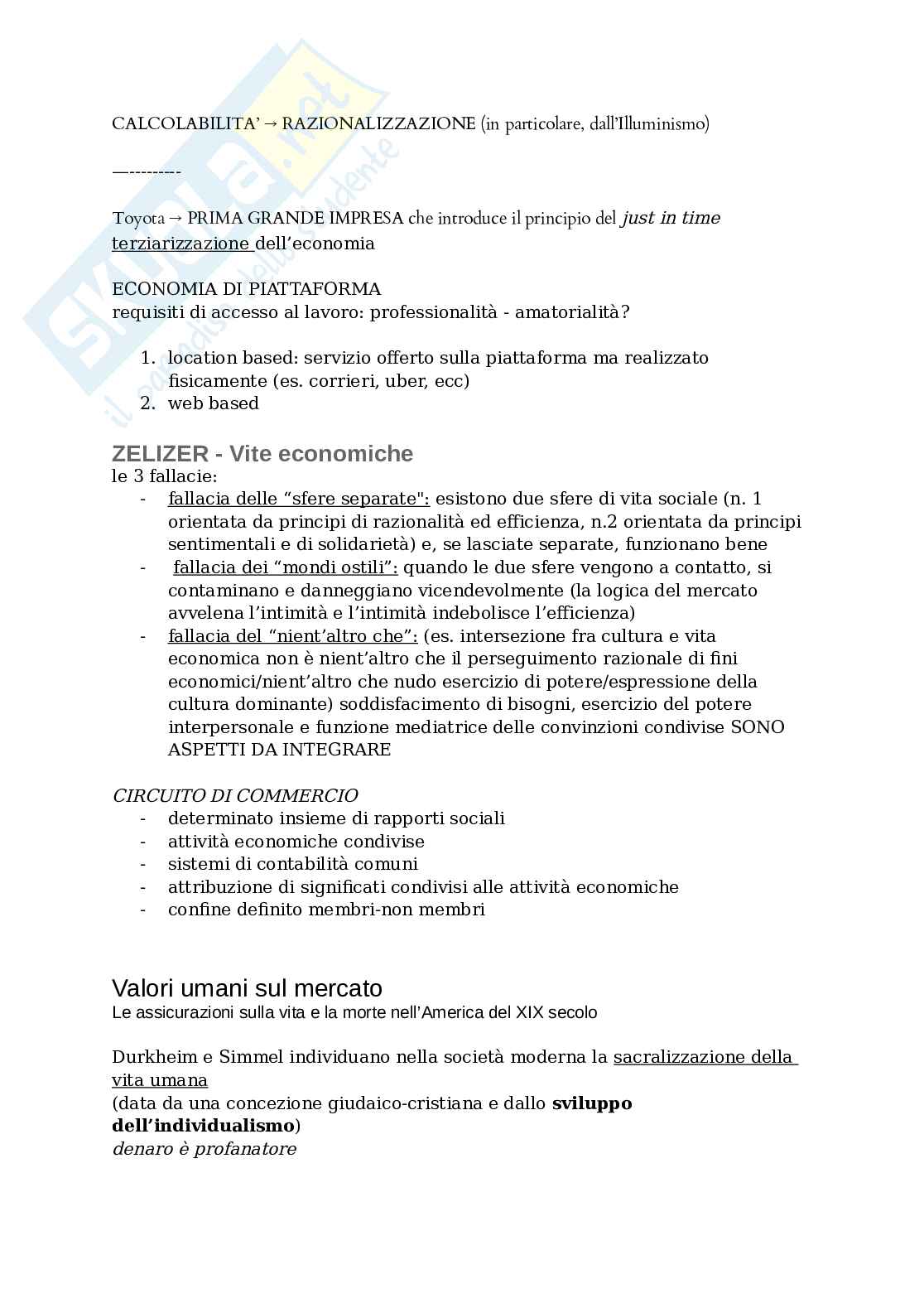 Appunti presi a lezione Società ed economia /Sociologia economica  Pag. 51