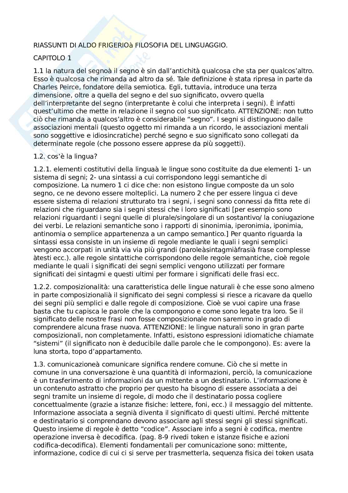 Appunti del corso Filosofia del linguaggio Pag. 1
