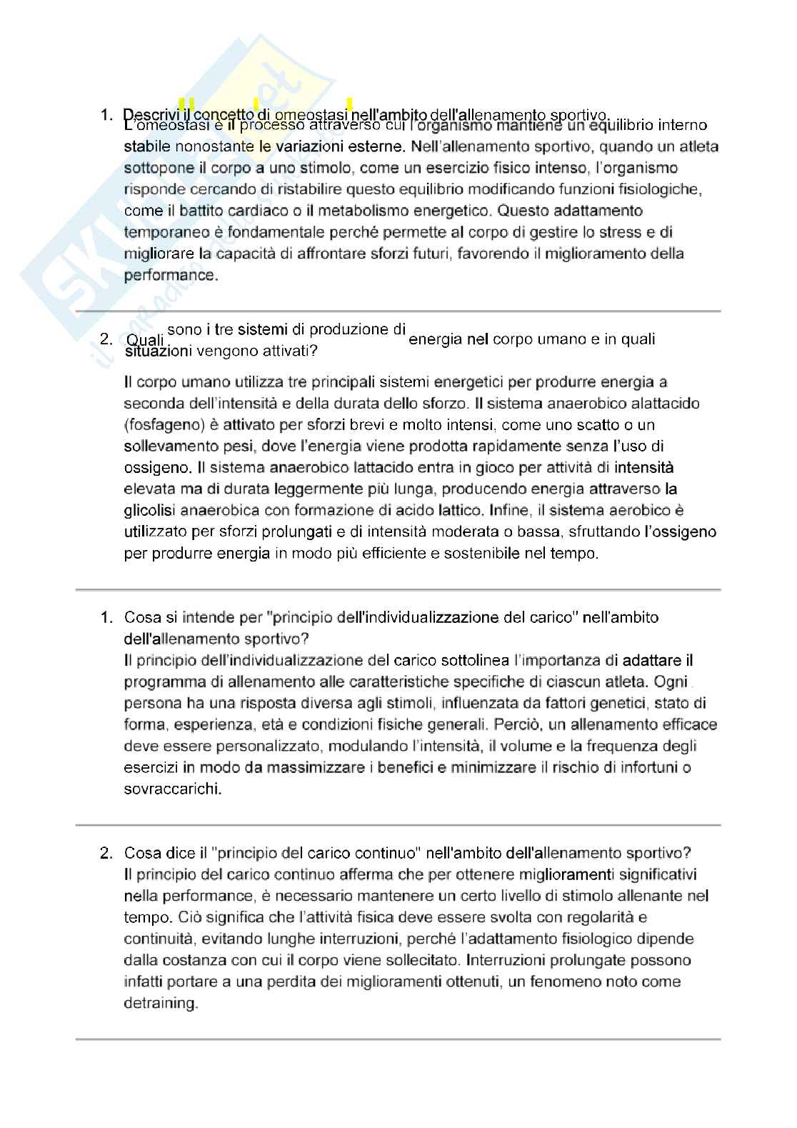 Risposte domande aperte Teoria e metodologia dell'allenamento aggiornate 2026 Pag. 2