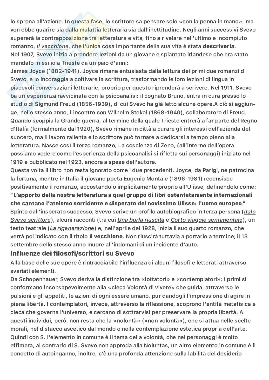 Italo Svevo: Vita, inettitudine, incontro con Freud e analisi de La Coscienza di Zeno⁠ Pag. 2