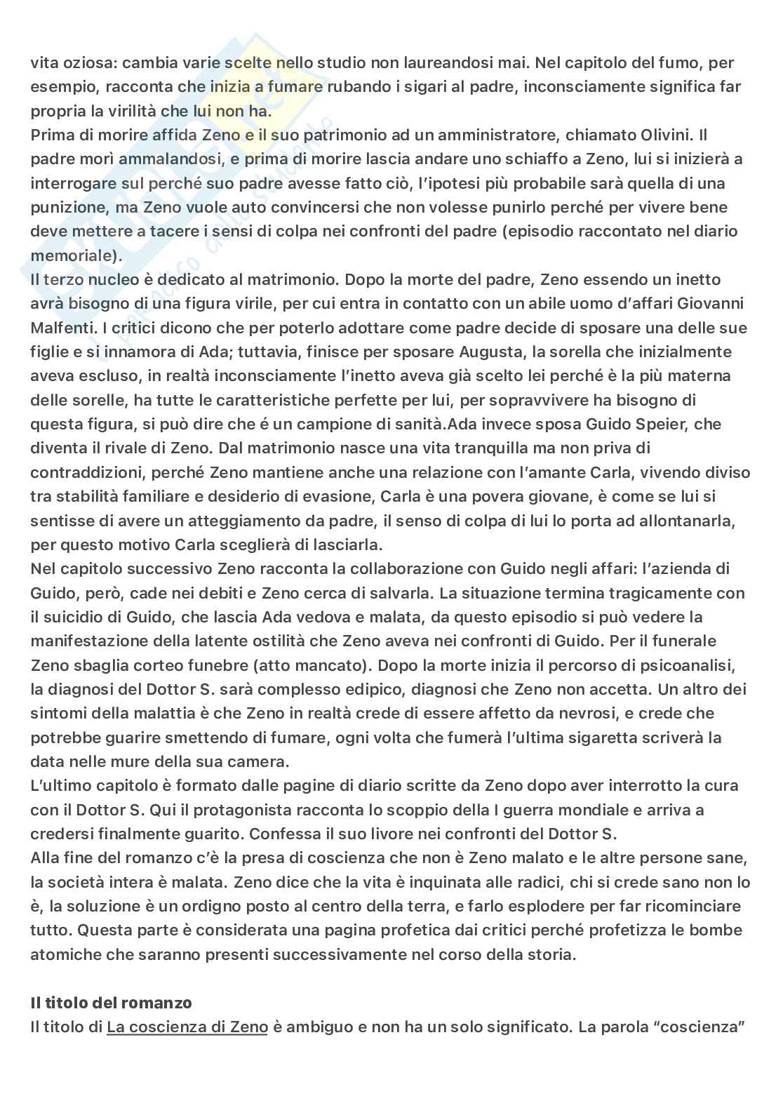 Italo Svevo: Vita, inettitudine, incontro con Freud e analisi de La Coscienza di Zeno⁠ Pag. 6