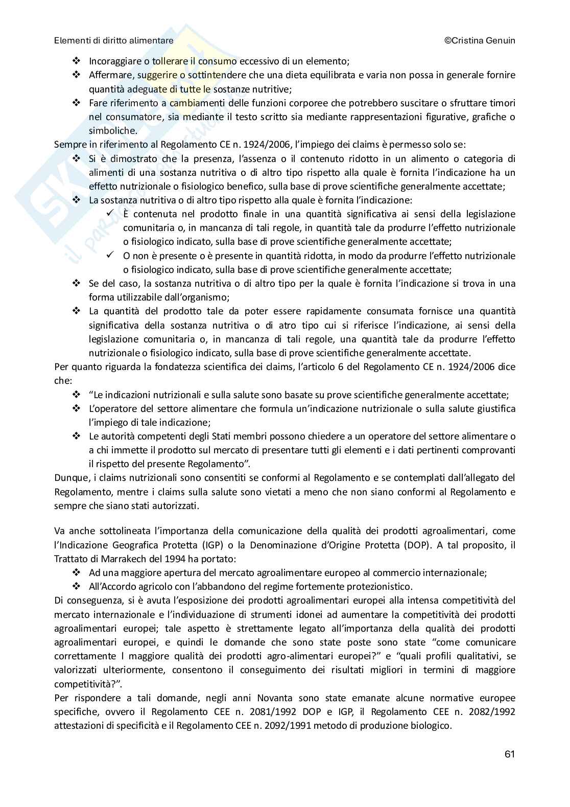 Appunti intero corso di Diritto alimentare Pag. 61