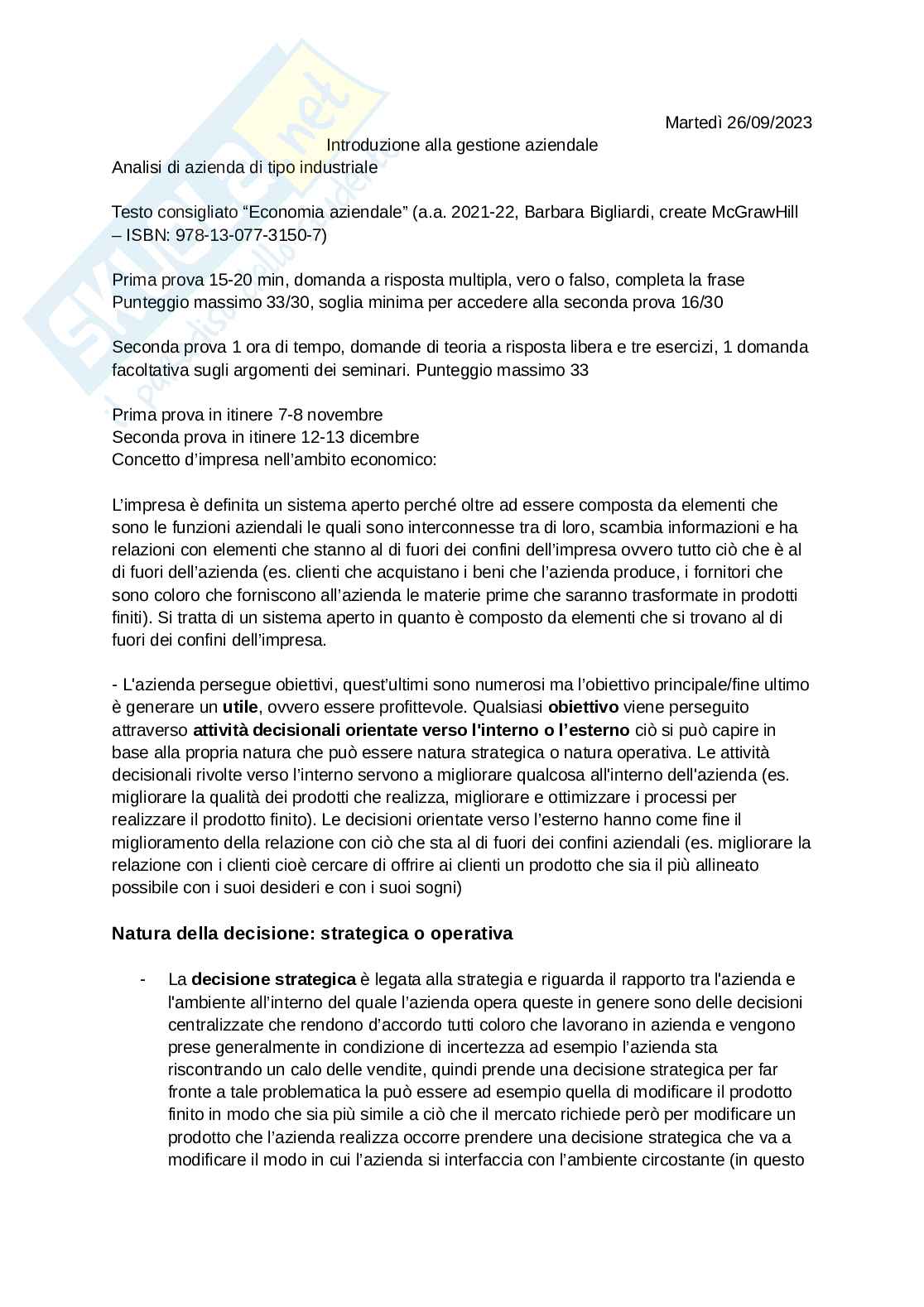 Appunti Economia aziendale  Pag. 1
